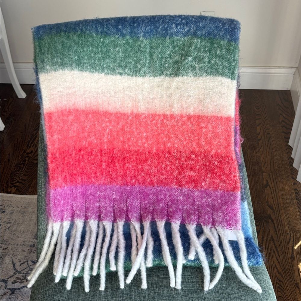 Lane Bryant scarf Colorful Striped cozy think warm Fringe Scarf Women’s NWT boho